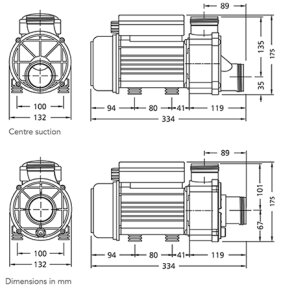 Massagepumpe HA 350 0.68 kW schwarz 220-240V 50Hz Whirlpool Pumpe pneumatic Abflussanschluss