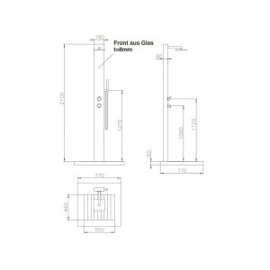 Ideal Gartendusche Tobago WPC | Glas weiss