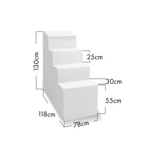 Schwimmbadtreppe TrendStone Ecktreppe Variofit 118 x 78 cm | H 130 cm 4-stufig für Beckentiefe 150 cm | Polystyrol | Kunststoffbeschichtung