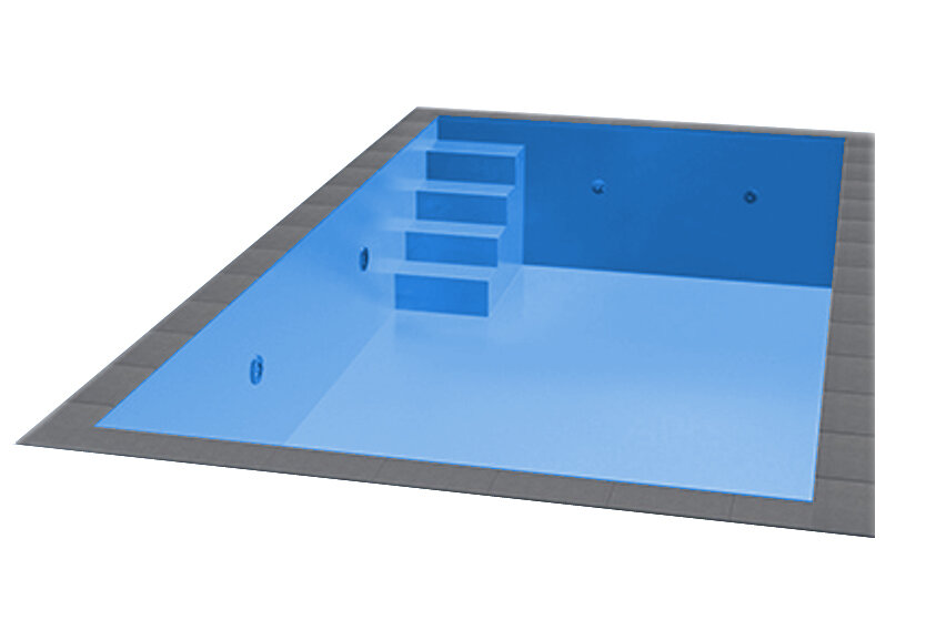 Trend Pool TrendStone Styroporpool Schwimmbecken Komplettpaket inkl. Pooltechnik 800 x 400 x 150 cm Treppe Variofit 58 links-Blau-Basis Set