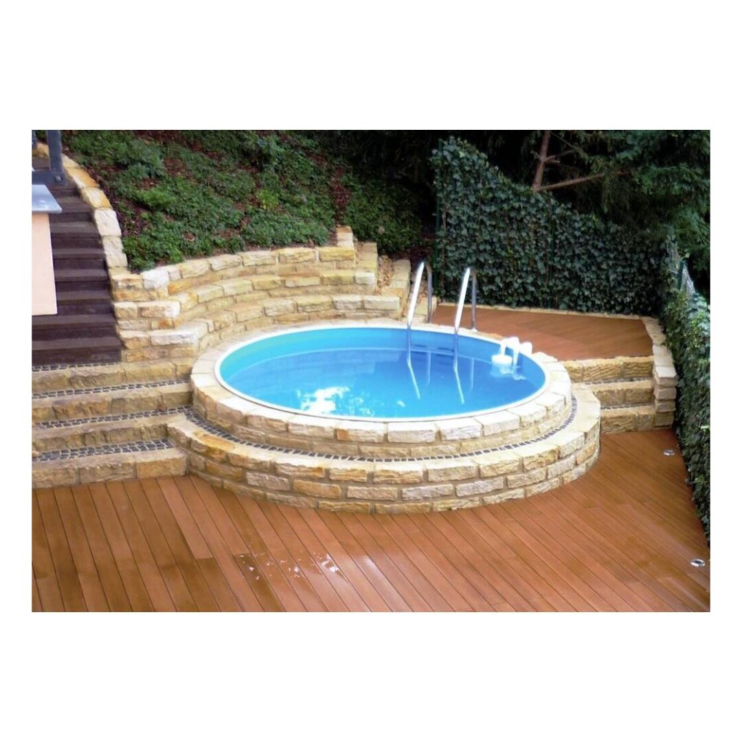Trend Pool Rundbecken IBIZA ALL INCLUSIVE SET 450 x 120 cm | Innenhülle 0,8 mm Blau | EASY CHANGE Handlauf Aluminium
