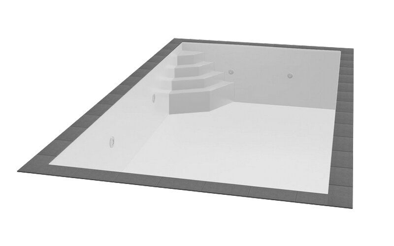 Trend Pool TrendStone Styroporpool Schwimmbecken Komplettpaket inkl. Pooltechnik 700 x 350 x 150 cm Treppe Smaragd links-Weiß-Premium Set