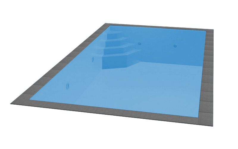 Trend Pool TrendStone Styroporpool Schwimmbecken Komplettpaket inkl. Pooltechnik 800 x 400 x 150 cm Treppe Smaragd links-Blau-Basis Set