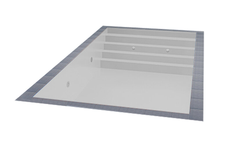 Trend Pool TrendStone Styroporpool Schwimmbecken Komplettpaket inkl. Pooltechnik 700 x 350 x 150 cm Treppe Gesamte Breite-Weiß-Basis Set