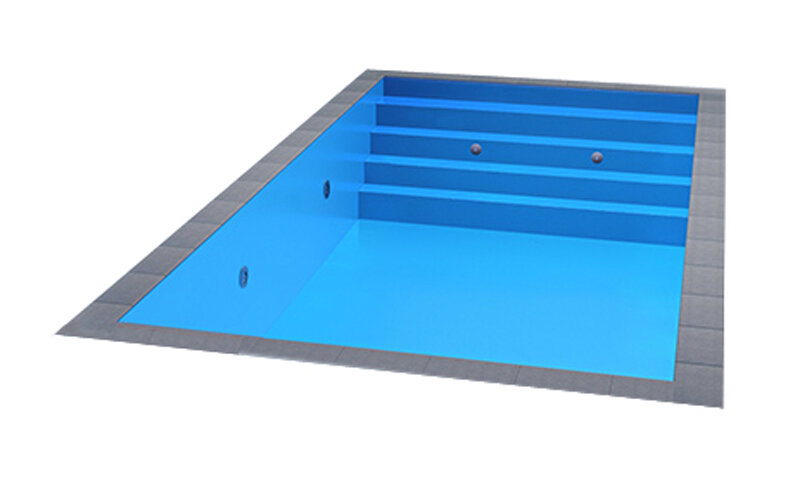Trend Pool TrendStone Styroporpool Schwimmbecken Komplettpaket inkl. Pooltechnik 700 x 350 x 150 cm Treppe Gesamte Breite-Blau-Basis Set