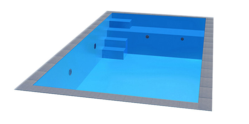Trend Pool TrendStone Styroporpool Schwimmbecken Komplettpaket inkl. Pooltechnik 700 x 350 x 150 cm Treppe Variofit 58 links inkl. Sitzbank-Blau-Basis