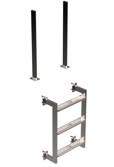 Ideal Eichenwald Schwimmbad Leiter Modell 12.3 KLASSIK 2-5 Stufig V4A Edelstahl