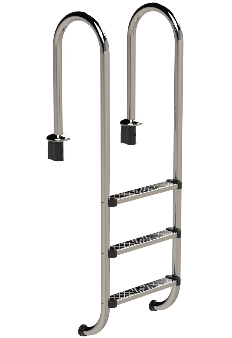 Ideal Eichenwald Schwimmbad Tiefbeckenleiter Ideal Eichenwald 2-5 Stufig Edelstahl Modell 55