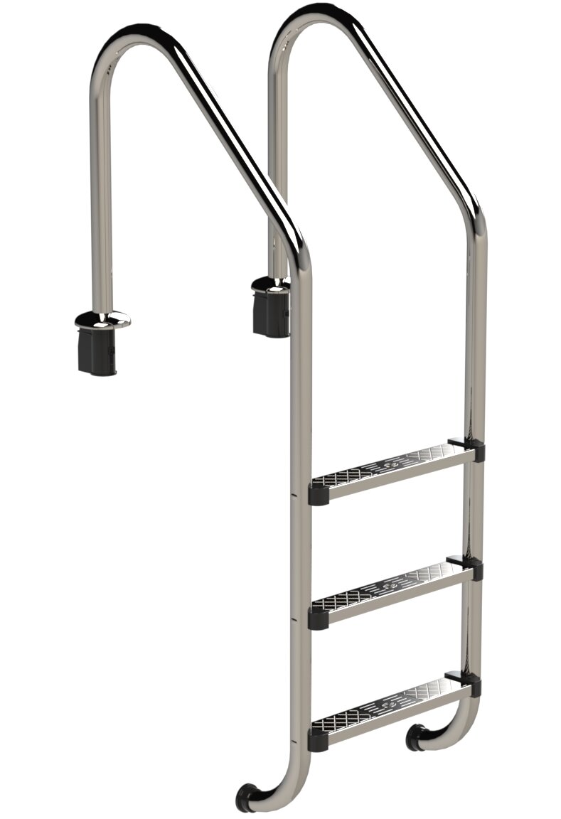 Ideal Eichenwald Schwimmbad Tiefbeckenleiter Ideal Eichenwald 2-5 stufig Edelstahl V2A Modell 56