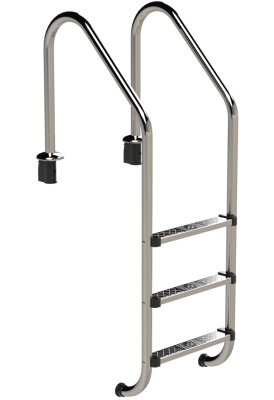 Schwimmbad Tiefbeckenleiter Ideal Eichenwald 2-5 stufig Edelstahl V2A Modell 56
