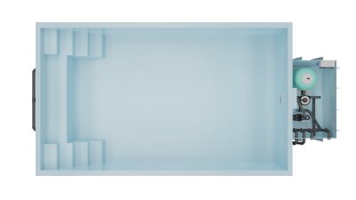 Polyprophylen (PP) Fertigpool Paradise Beach 600 Komplettset (6,00 m x 3,00 m x 1,366 m ) - mit Technikset und Montage