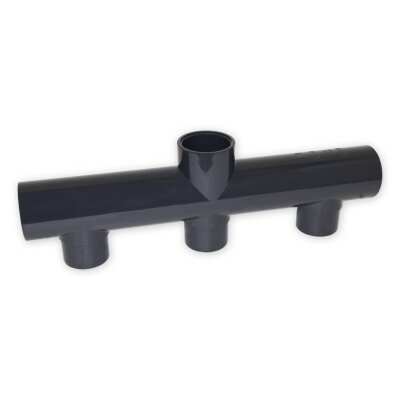 PVC Sammelrohr Ø 50 mm mit 2 Stopfen Grau