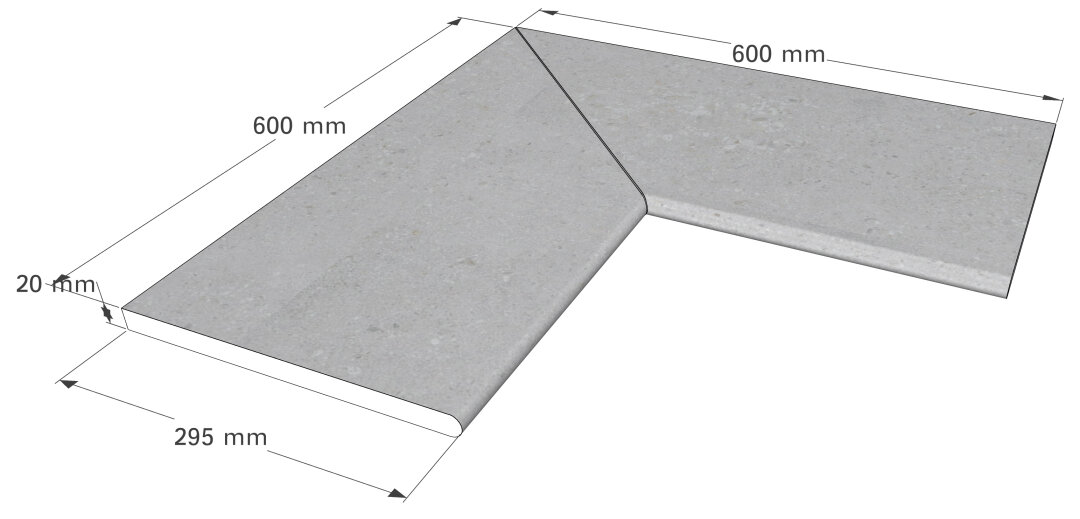 Scandi Roc Keramik Beckenrandstein Maranello Eckstein Innenecke (Set. 2Stk 45°) 60x29,5x2 cm Golden Amber