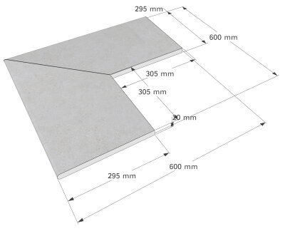 Keramik Beckenrandstein Maranello Eckstein Außenecke (Set 2 Stk. 45°) 60x29,5x2 cm