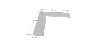 Beckenrandsteine R-Profil Exclusive Sizes Ecke Innen (Set 2 Stk 45°) 120 x 29,5 x 2 cm