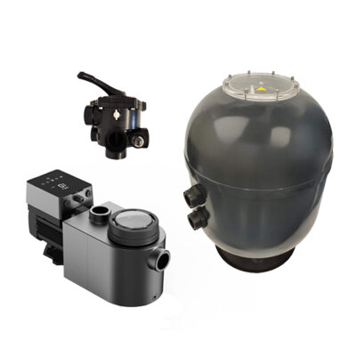 Pool Technikset – Inverquark Filteranlage komplett mit Aquagem PureS 510 + 6-Wege-Ventil 1½" + InverPro 25