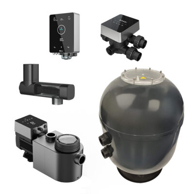 Pool Technikset mit Inverterpumpe & Salzelektrolyse – PureS 510 + iWash + InverPro 20 + Mr. Pure MPS14