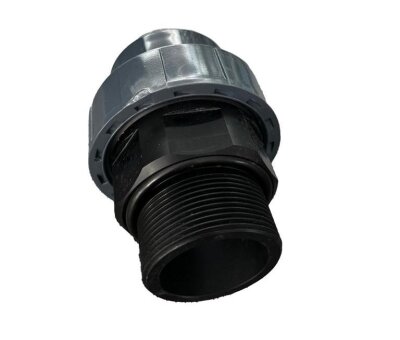 Behncke Verbindungsstück Verschraubung Klebestutzen Ø 63mm Außengewinde 2" PVC grau