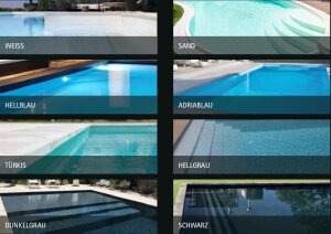 Renolit Alkorplan Schwimmbadfolie Relief 1,8 mm Stärke Zuschnitt 1,65m Breite 1 m Länge Hellblau