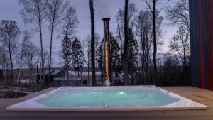 Badefass mit Außenofen für den Außenbereich Hottub Elite Quattro 200