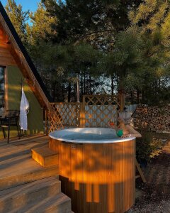 Badefass mit externer Ofenheizung für den Außenbereich Hottub Comfort 195