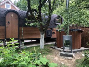 Badefass mit externer Ofenheizung für den Außenbereich Hottub Comfort 195