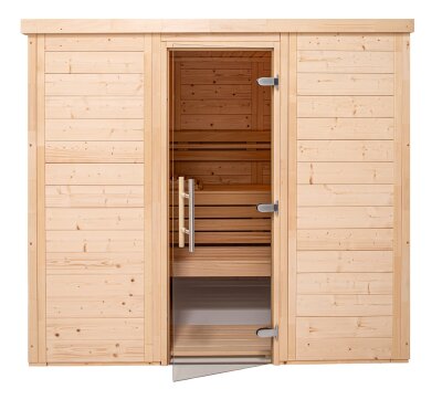 Saunatop Sauna Eifel Rubin 2 Blockbohlensauna 4-Eck 197x175x205 cm