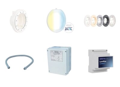 Lumiplus Flexipure Lichtset Connect Lichtfarbe dynamisch wei&szlig; 8600 lm f&uuml;r Folienbecken bis 10 x 5 m mit Blenden Anthrazit