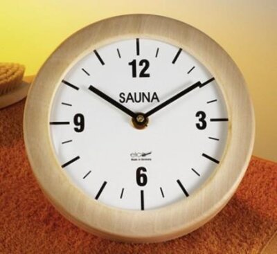 Eliga Sauna-Uhr elektrisch rundes Holzgehäuse 210 mm
