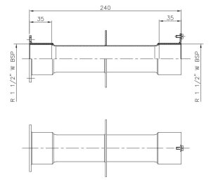 Astral Wanddurchführung für Betonbecken-/Fliesenbecken Edelstahl V2A 240 mm lang