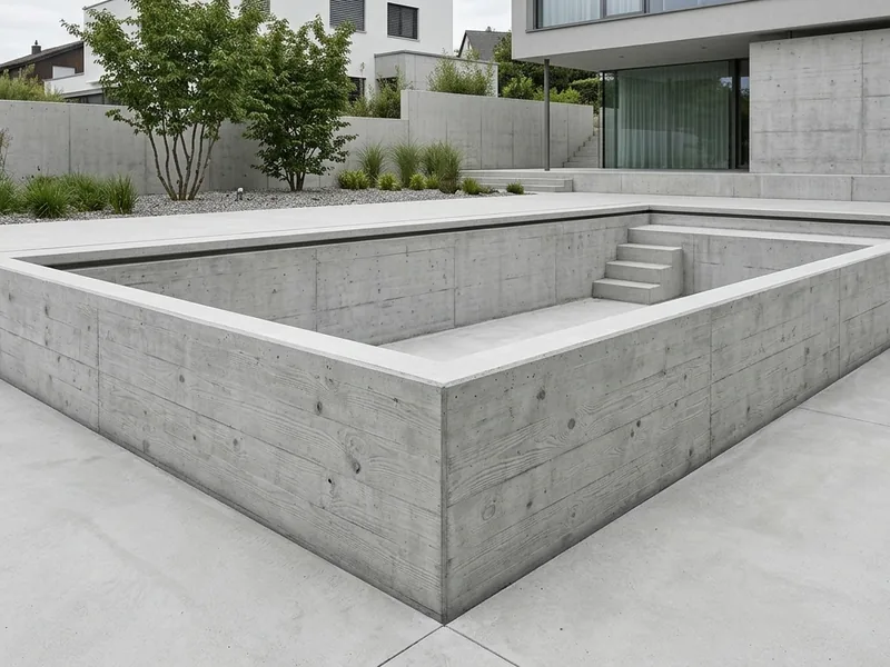 Sichtbetonbecken mit Fliesen