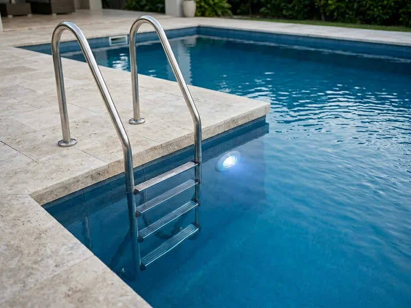 Verschweißte PVC-Innenfolie mit Saumprofil im Styropor-Becken