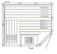1,99 x 1,72 x 2,025 m 5-Eck mit Dachkranz (B x T x H)