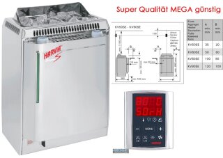 Harvia Topclass Combi 5 - 9 kW (je nach Saunagröße angepasst) +Steuergerät Saunaofen BIO Saunatechnik mit Kräuterdampf