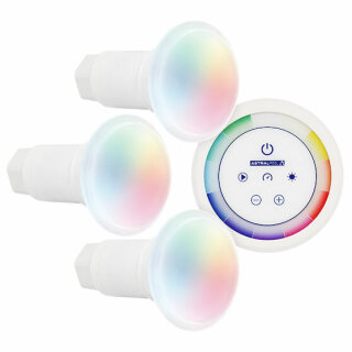 3x FlexiMini Plug&Play RGB Farblicht V2 mit Fernbedienung ( 12V/8W 600 Lumen)