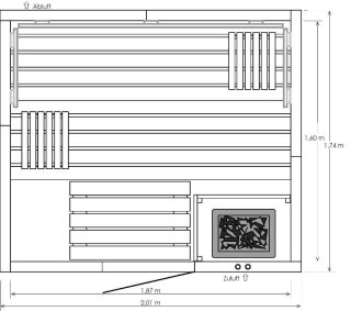 2,01 x 1,74 x 2,00 m (B x T x H)