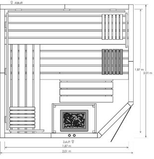 Eifel 9 Exklusiv 2,01 x 2,01 x 2,00 m  (B x T x H) Eckeinstieg