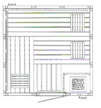 2,07 x 1,99 x 2,025 m mit Dachkranz (B x T x H)