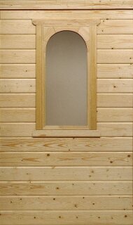 Rundbogen Blockbohlenfenster Glasmas 420 mm x 920 mm ESG 4 mm