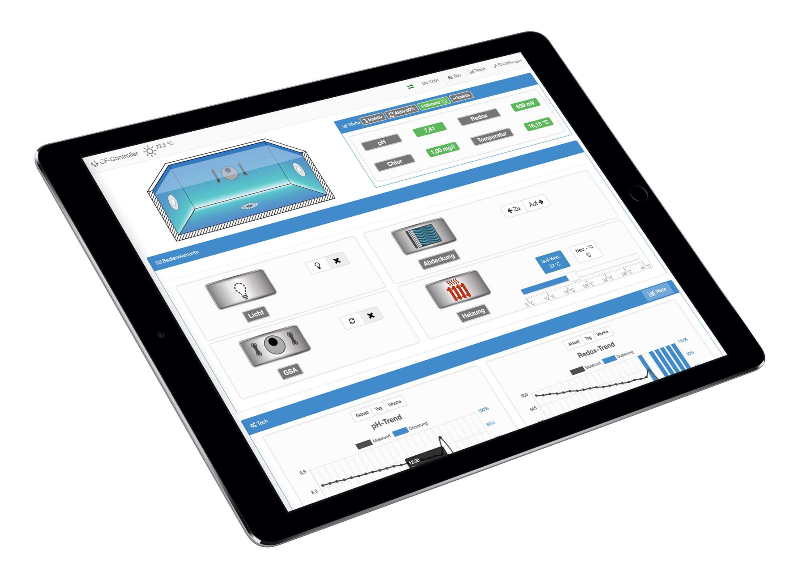 CF Plus Controller Steuerung auf Tablet
