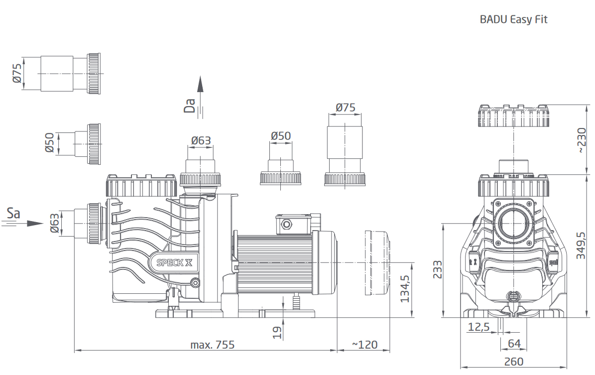 Maßzeichnung BADU EasyFit 12