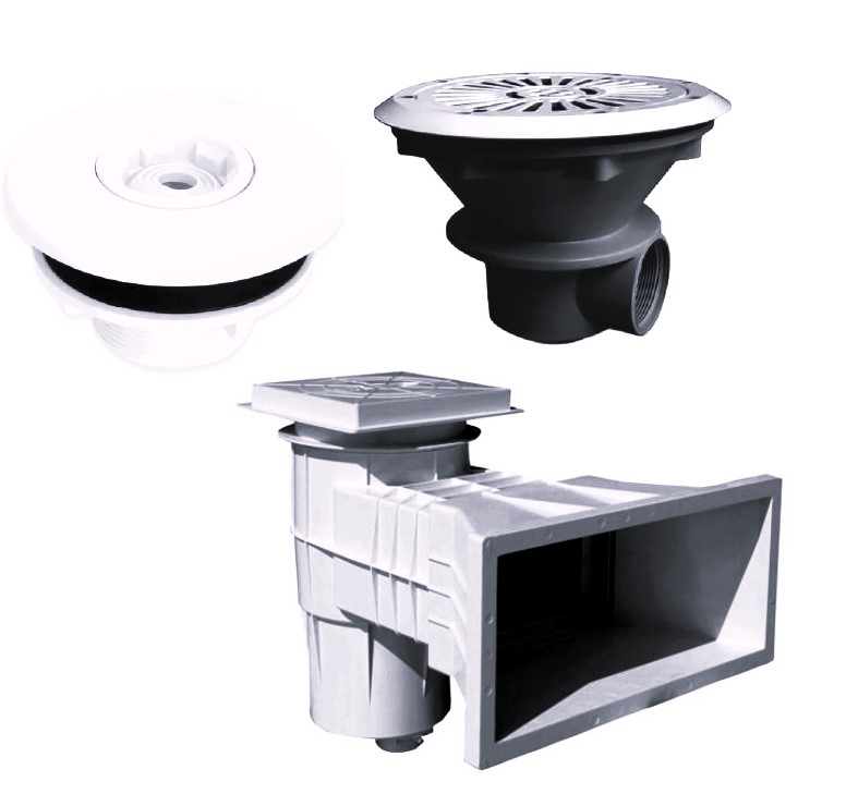TrendStone Einbauteile-Set: Skimmer, Einlaufd&uuml;sen, Bodenablauf