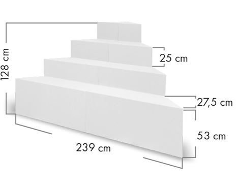 TrendStone Ecktreppe Oblique links, Grundma&szlig; 169 x 169 cm